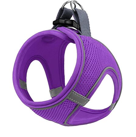Mita Air Mesh Kedi Köpek Göğüs Tasması Çift Reflektörlü, Terletmeyen Mor / Purple